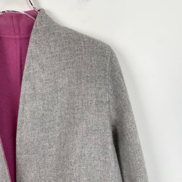 Maxmara Womens Reversible Pink & Gray Wool Belted Coat V-Neck Long Sleeves Size - Picture 8 of 10